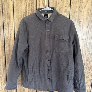 Volcom Men's grey Button-Front Shirt Jacket